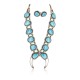 Handmade Certified Authentic Navajo .925 Sterling Silver Turquoise Squash Blossom Native American Necklace and Earrings Set Ray Begay 15740-17659