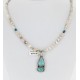 Handmade Certified Authentic Navajo .925 Sterling Silver White and Turquoise Native American Necklace 371077430946