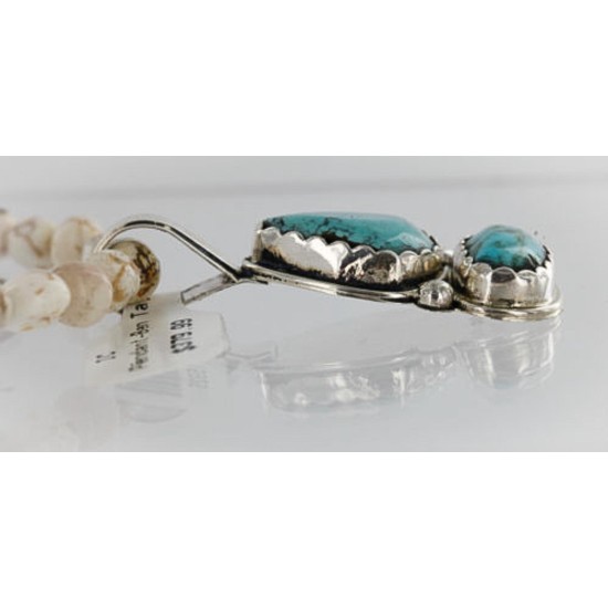 Handmade Certified Authentic Navajo .925 Sterling Silver White and Turquoise Native American Necklace 371077430946