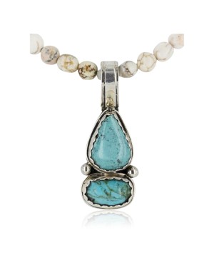 Handmade Certified Authentic Navajo .925 Sterling Silver White and Turquoise Native American Necklace 371077430946