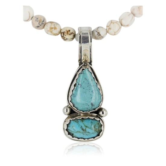 Handmade Certified Authentic Navajo .925 Sterling Silver White and Turquoise Native American Necklace 371077430946