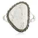 Navajo Native American White Buffalo Natural Turquoise Sterling Silver Bracelet