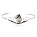 Handmade Navajo .925 Sterling Silver White Howlite Native American Bracelet 12949-3