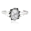 Handmade Navajo .925 Sterling Silver White Howlite Native American Bracelet 13091