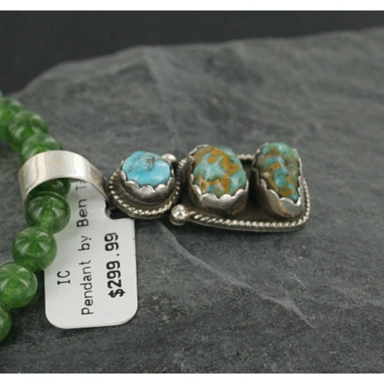 Handmade Certified Authentic Navajo .925 Sterling SilverONE Mountain and Turquoise Native American Necklace 390683130429