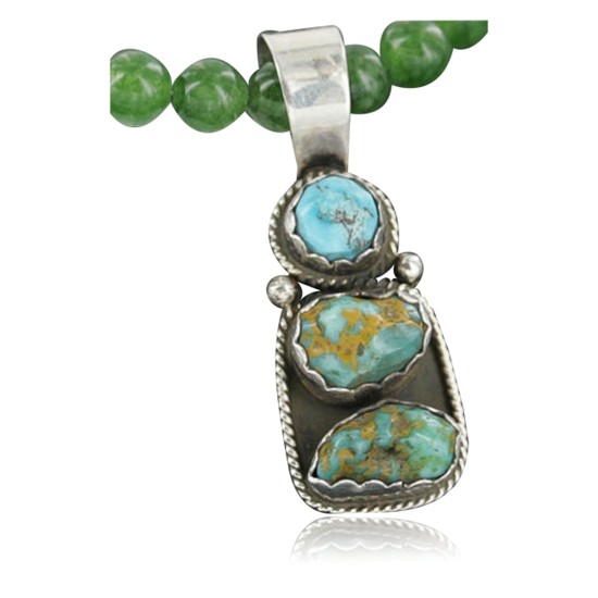 Handmade Certified Authentic Navajo .925 Sterling SilverONE Mountain and Turquoise Native American Necklace 390683130429