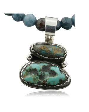 Handmade Certified Authentic Navajo .925 Sterling SilverONE Mountain and Turquoise Native American Necklace 390731765385