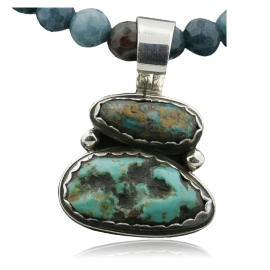 Handmade Certified Authentic Navajo .925 Sterling SilverONE Mountain and Turquoise Native American Necklace 390731765385