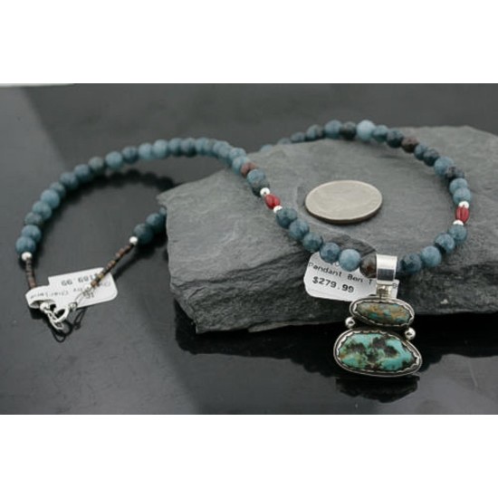 Handmade Certified Authentic Navajo .925 Sterling SilverONE Mountain and Turquoise Native American Necklace 390731765385