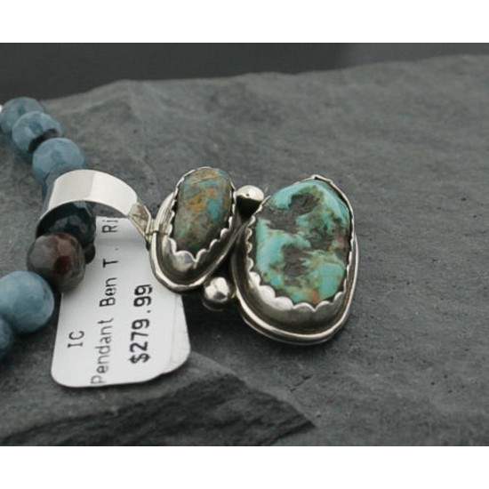 Handmade Certified Authentic Navajo .925 Sterling SilverONE Mountain and Turquoise Native American Necklace 390731765385