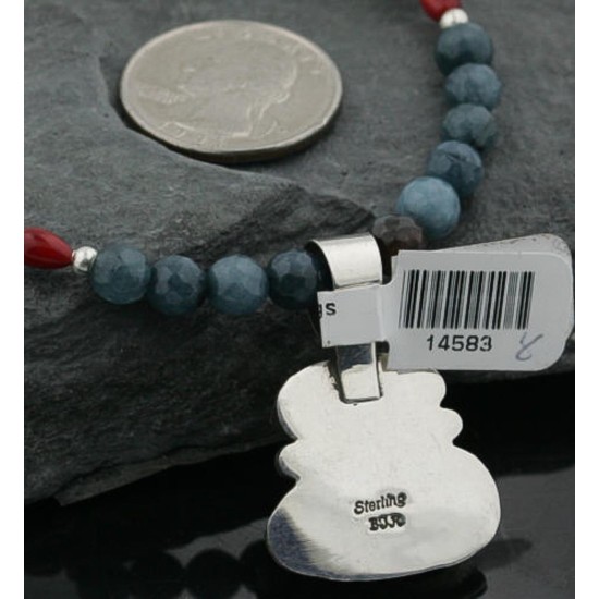 Handmade Certified Authentic Navajo .925 Sterling SilverONE Mountain and Turquoise Native American Necklace 390731765385