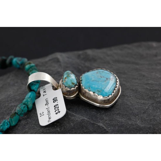 Handmade Certified Authentic Navajo .925 Sterling SilverONE Mountain and Turquoise Native American Necklace 390745950721