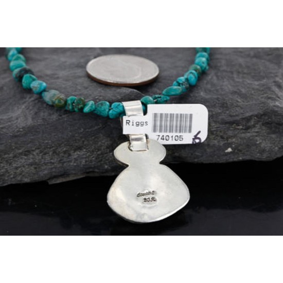 Handmade Certified Authentic Navajo .925 Sterling SilverONE Mountain and Turquoise Native American Necklace 390745950721