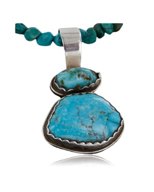 Handmade Certified Authentic Navajo .925 Sterling SilverONE Mountain and Turquoise Native American Necklace 390745950721