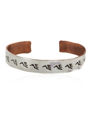 Handmade Certified Authentic Navajo Bear paw .925 Sterling Silver and Pure Copper Native American Bracelet  92014-2