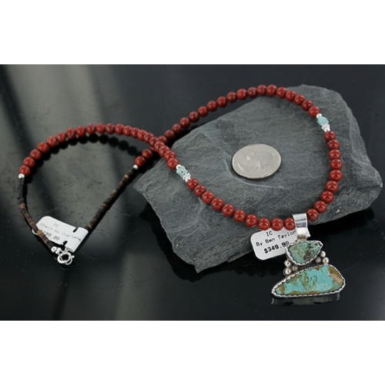 Handmade Certified Authentic Navajo CARICO and Turquoise Native American Necklace 390675643197
