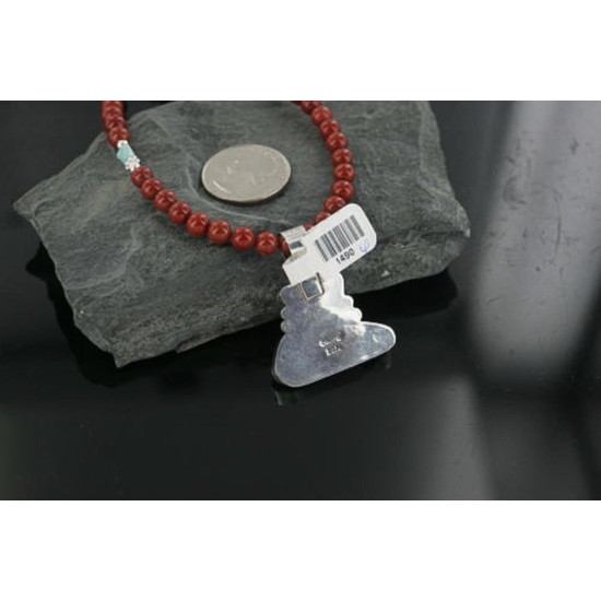 Handmade Certified Authentic Navajo CARICO and Turquoise Native American Necklace 390675643197