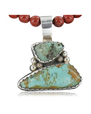 Handmade Certified Authentic Navajo CARICO and Turquoise Native American Necklace 390675643197