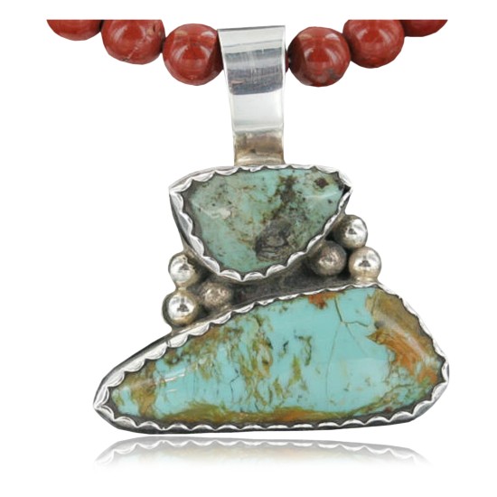 Handmade Certified Authentic Navajo CARICO and Turquoise Native American Necklace 390675643197