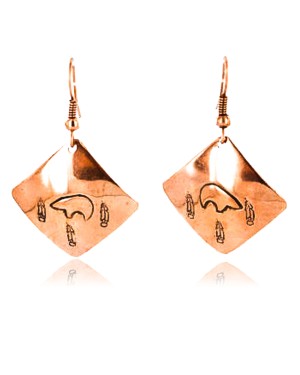 Handmade Certified Authentic Navajo Handstamped Bear Handmade Copper Native American Earrings 371052467330
