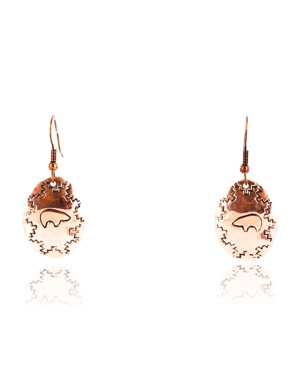 Handmade Certified Authentic Navajo Handstamped Bear Handmade Copper Native American Earrings 390834863378