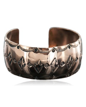 Handmade Certified Authentic Navajo Handstamped Copper Native American Bracelet 12700-5