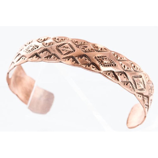 Handmade Certified Authentic Navajo Handstamped Handmade Copper Native American Bracelet 371010420204