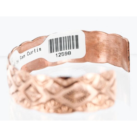 Handmade Certified Authentic Navajo Handstamped Handmade Copper Native American Bracelet 371010420204