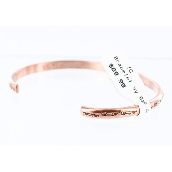 Handmade Certified Authentic Navajo Handstamped Handmade Copper Native American Bracelet 371011842735