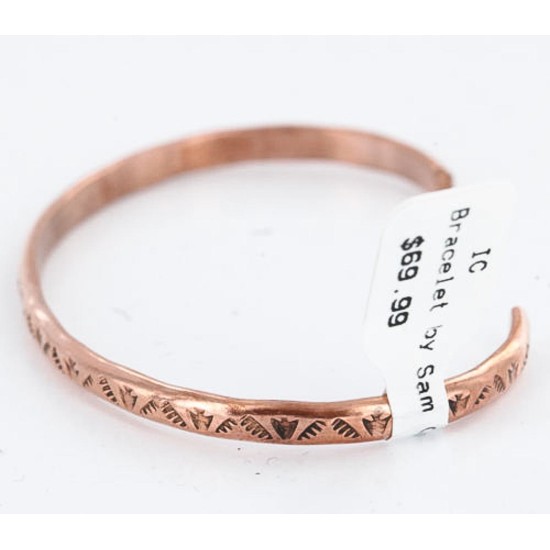 Handmade Certified Authentic Navajo Handstamped Handmade Copper Native American Bracelet 371022181998