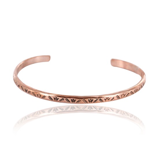 Handmade Certified Authentic Navajo Handstamped Handmade Copper Native American Bracelet 371022181998