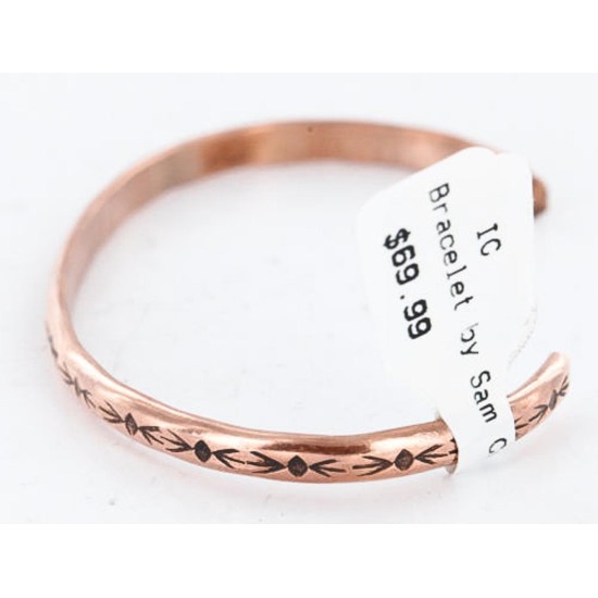 Handmade Certified Authentic Navajo Handstamped Handmade Copper Native American Bracelet 371026923315
