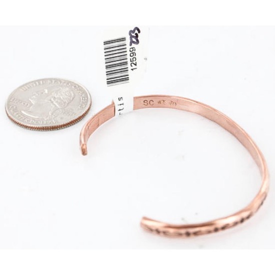 Handmade Certified Authentic Navajo Handstamped Handmade Copper Native American Bracelet 371026923315