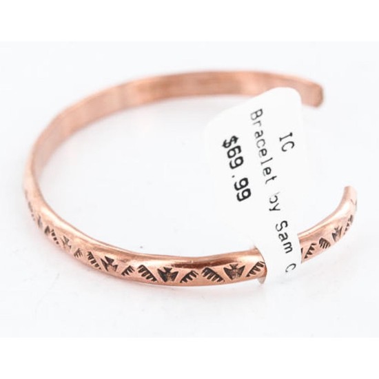 Handmade Certified Authentic Navajo Handstamped Handmade Copper Native American Bracelet 371027010778