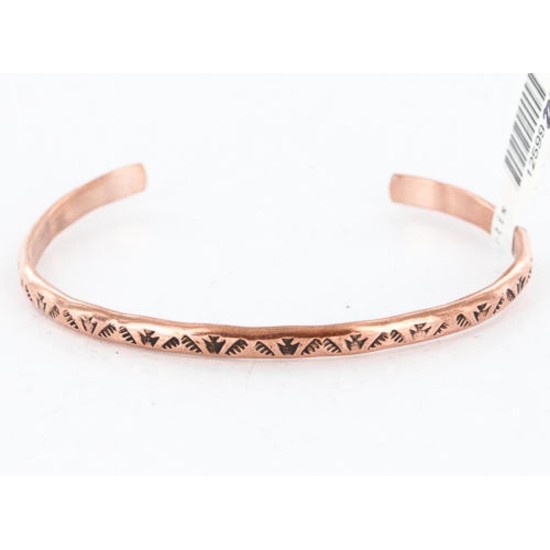 Handmade Certified Authentic Navajo Handstamped Handmade Copper Native American Bracelet 371027010778