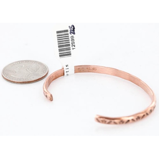 Handmade Certified Authentic Navajo Handstamped Handmade Copper Native American Bracelet 371027010778
