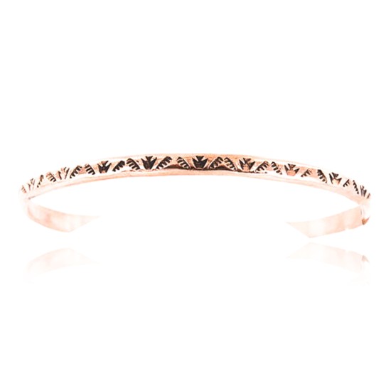 Handmade Certified Authentic Navajo Handstamped Handmade Copper Native American Bracelet 371027010778