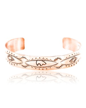 Handmade Certified Authentic Navajo Handstamped Handmade Copper Native American Bracelet 371027174036