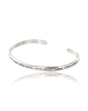 Handmade Certified Authentic Navajo Handstamped Handmade Nickel Native American Bracelet 371013363148