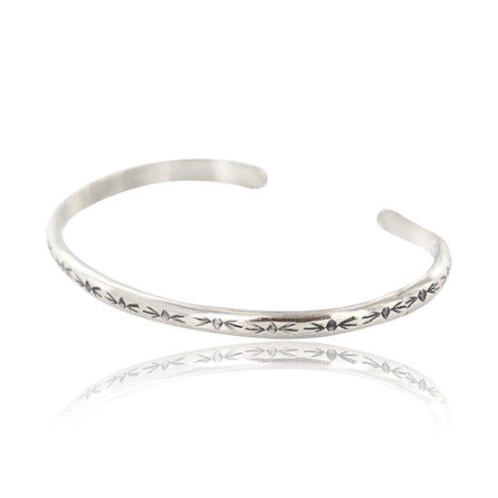 Handmade Certified Authentic Navajo Handstamped Handmade Nickel Native American Bracelet 371013363148