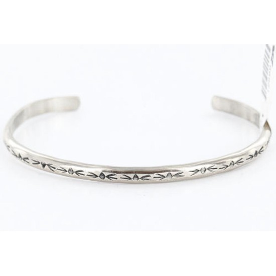 Handmade Certified Authentic Navajo Handstamped Handmade Nickel Native American Bracelet 371013363148