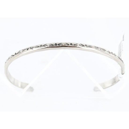 Handmade Certified Authentic Navajo Handstamped Handmade Nickel Native American Bracelet 371013363148