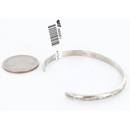 Handmade Certified Authentic Navajo Handstamped Handmade Nickel Native American Bracelet 371013363148