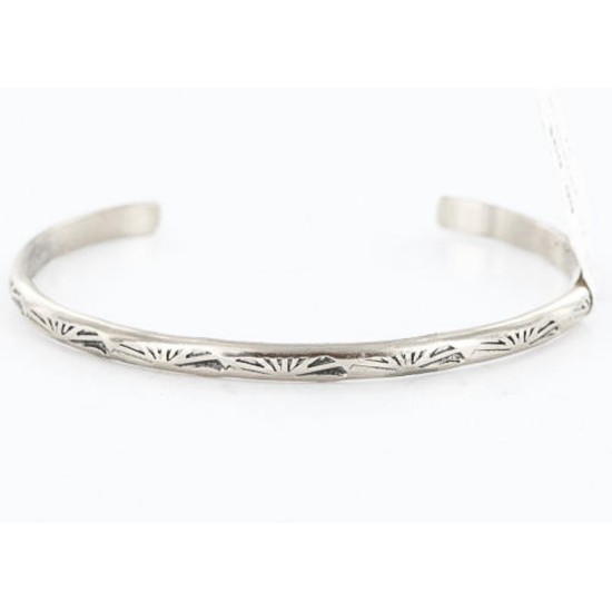 Handmade Certified Authentic Navajo Handstamped Handmade Nickel Native American Bracelet 371037387353