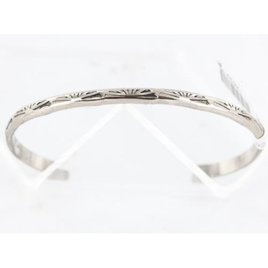 Handmade Certified Authentic Navajo Handstamped Handmade Nickel Native American Bracelet 371037387353