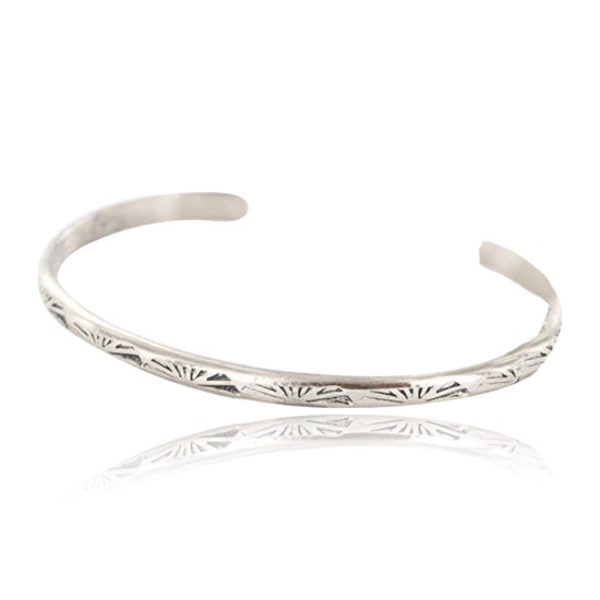 Handmade Certified Authentic Navajo Handstamped Handmade Nickel Native American Bracelet 371037387353