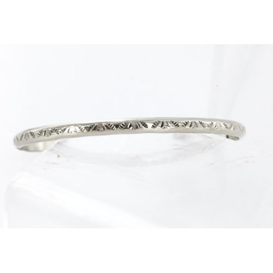 Handmade Certified Authentic Navajo Handstamped Handmade Nickel Native American Bracelet 371051224923