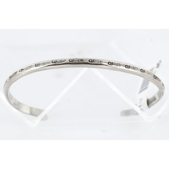 Handmade Certified Authentic Navajo Handstamped Handmade Nickel Native American Bracelet 390803929330