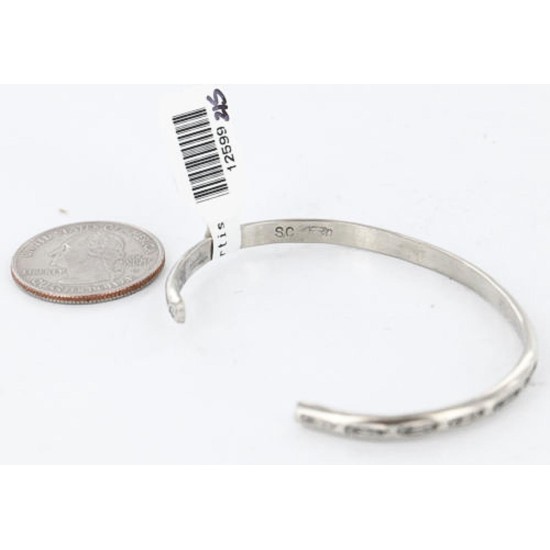 Handmade Certified Authentic Navajo Handstamped Handmade Nickel Native American Bracelet 390803929330