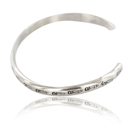 Handmade Certified Authentic Navajo Handstamped Handmade Nickel Native American Bracelet 390803929330